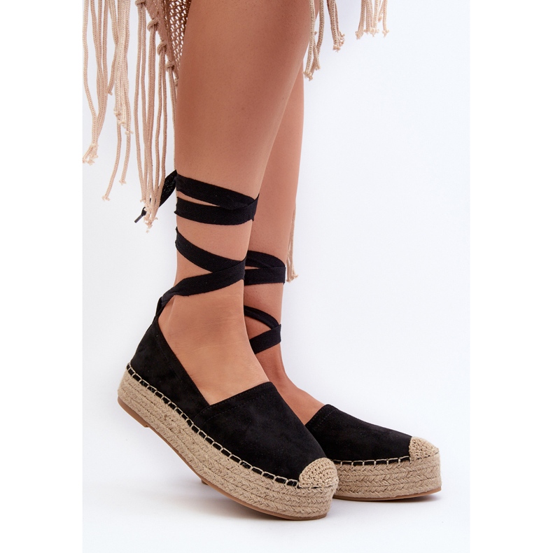 Dámské espadrilky uvázané na platformě s copánkem, černé Tailesse černý 2