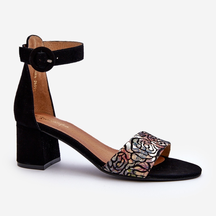 Semišové sandály na vysokém podpatku Maciejka 04141-48 Černá 1