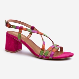 Semišové sandály na nízkém podpatku Maciejka 06653-15 Fuchsia růžový 1