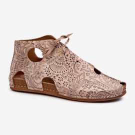 Vzorované kožené kotníkové boty Maciejka 03426-02 Béžová béžový 1