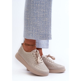 Kožené tenisky na platformě S.Barski LR278 Beige béžový 2