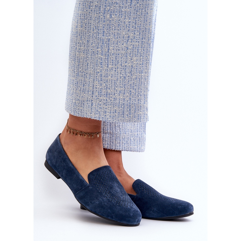 S.Barski Semišové Pohodlné mokasíny Navy Blue Giovana modrý 2