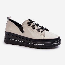 Dámské šněrovací boty na platformě přírodní kůže S.Barski LR620 béžová béžový 1