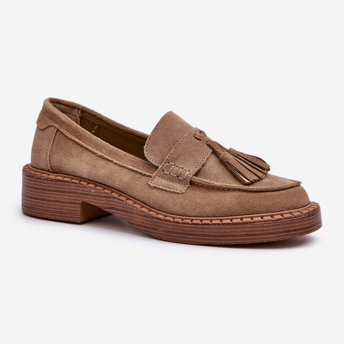 S.Barski Dámské semišové mokasíny s třásněmi D&A TW107 Brown hnědý 1 S.Barski Dámské semišové mokasíny s třásněmi D&A TW107 Brown hnědý 1