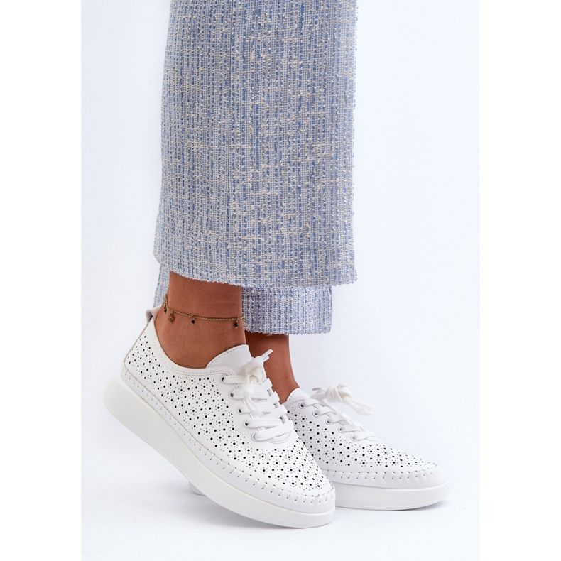 Kožené tenisky na platformě S.Barski LR278 White bílý 2