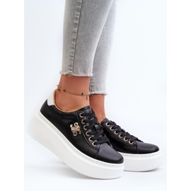 Dámské kožené tenisky na platformě Černá Pernalia 2