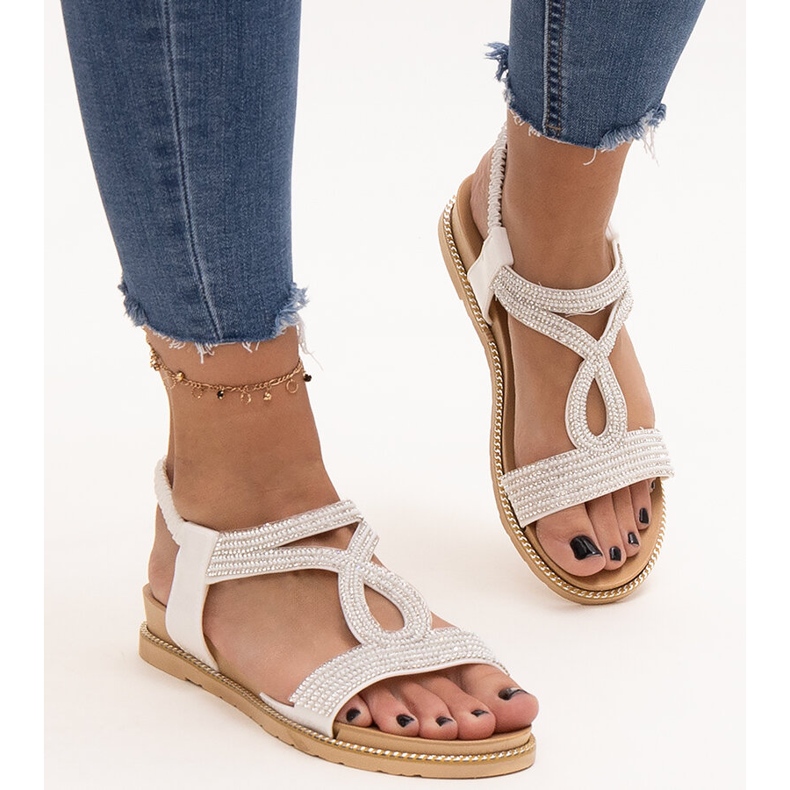 Bílé sandály zdobené zirkony Detila bílý 2