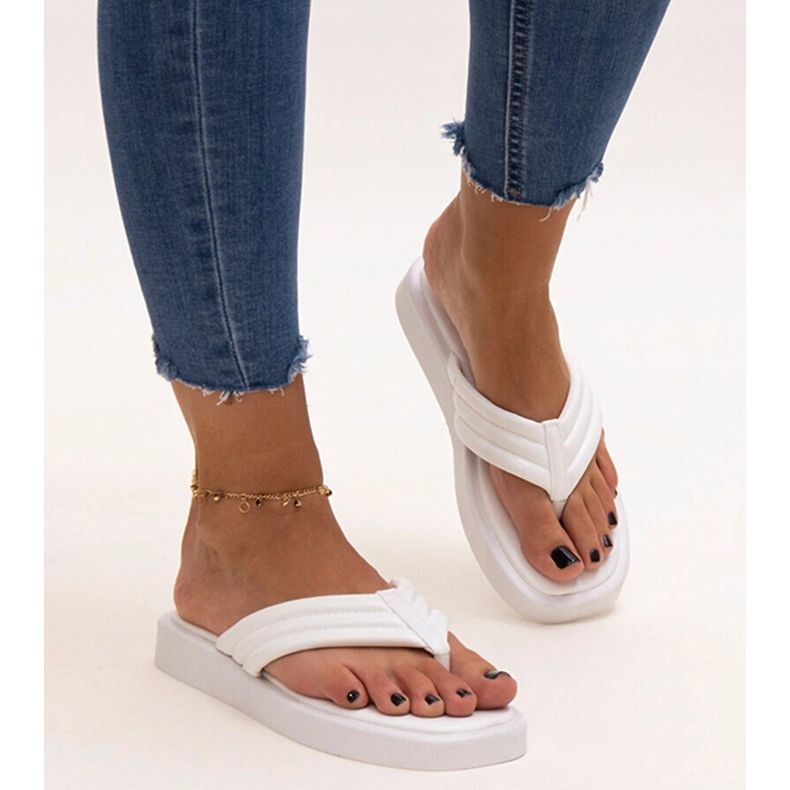 Bílé ploché žabky Shishal bílý 1