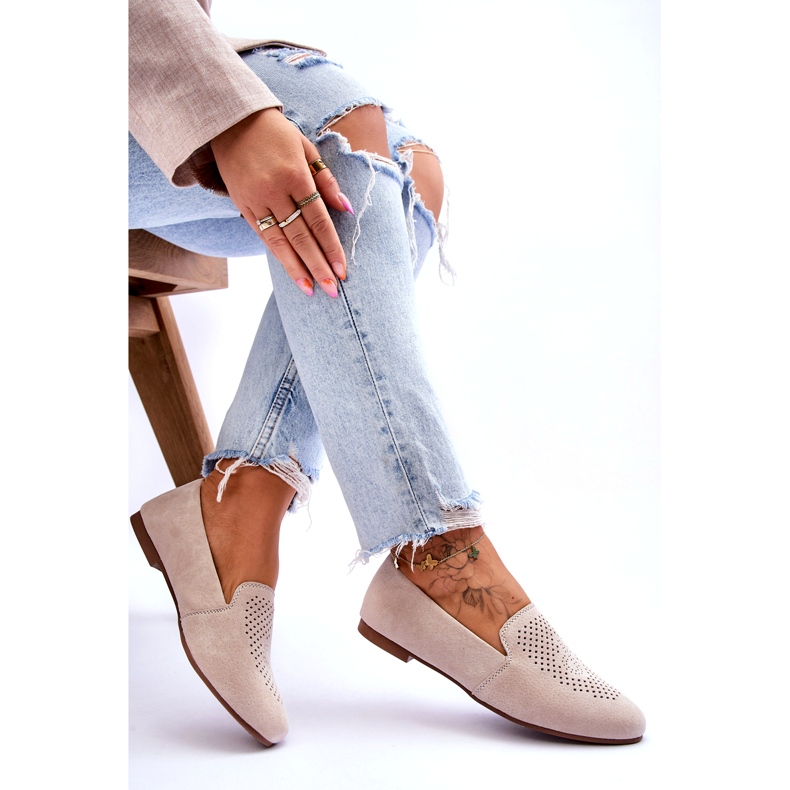 S.Barski Dámský semišový otevření béžové béžový 4