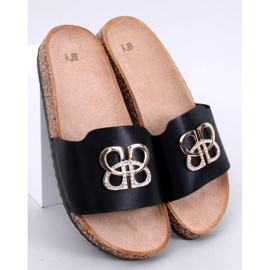 Ibanei Černé korkové žabky s kamínky černá 1