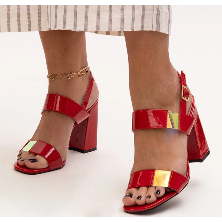 Shadan patentované červené sandály na vysokém podpatku 1