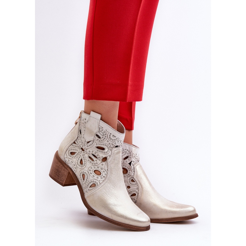 Lewski Shoes Prolamované kožené kotníkové boty Lewski Boty 3170/2 Rubber Gold zlatý 2 Lewski Shoes Prolamované kožené kotníkové boty Lewski Boty 3170/2 Rubber Gold zlatý 2