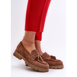 Zazoo 3469 Dámské semišové mokasíny s třásněmi, hnědé hnědý 2 Zazoo 3469 Dámské semišové mokasíny s třásněmi, hnědé hnědý 2