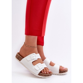 Dámské žabky na korkové platformě s přezkami, bílá Klinesta bílý 2
