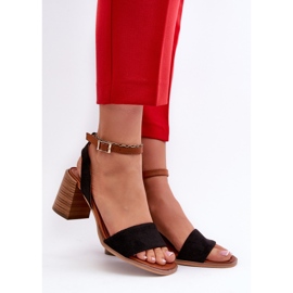 Dámské sandály na vysokém podpatku vyrobené z Eco Suede Black Ronvia černá 2
