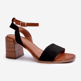 Dámské sandály na vysokém podpatku vyrobené z Eco Suede Black Ronvia černá 1