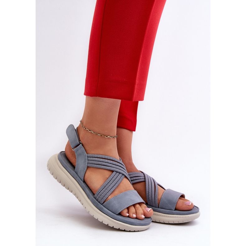 Lehké, pohodlné dámské sandály na suchý zip, modrá, Ceclea modrý 2
