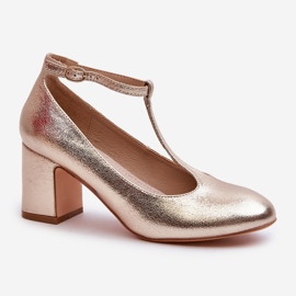 Zlaté lodičky z ekokůže na vysokém podpatku zlatý 1