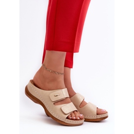 Lehké dámské žabky vyrobené z eko kůže, béžová Frellia béžový 2