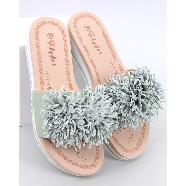 Ragnes Světle zelené květinové klínové muly zelená 1