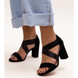 Evento Černé sandály na vysokém podpatku s koženou stélkou Sewim černá 1 Evento Černé sandály na vysokém podpatku s koženou stélkou Sewim černá 1