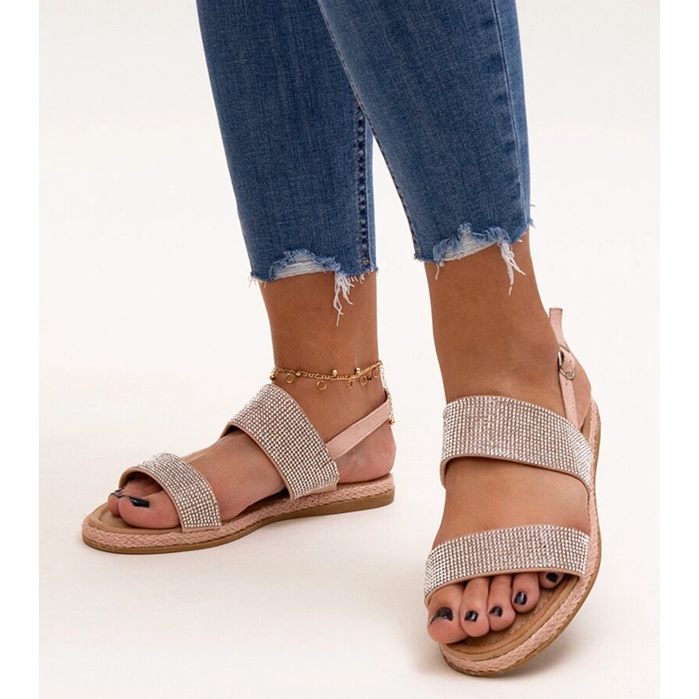 Růžové sandály zdobené kamínky Carvalia růžový 1