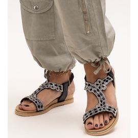 Shahidiny lesklé černé sandály černý 1