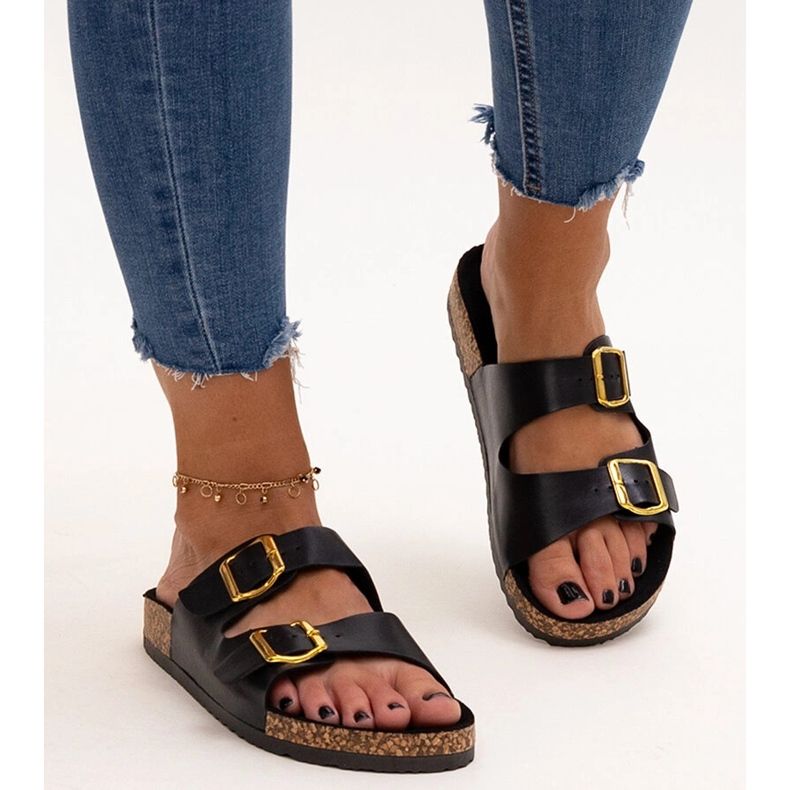 Černé žabky s korkovou podrážkou Oline černá 1