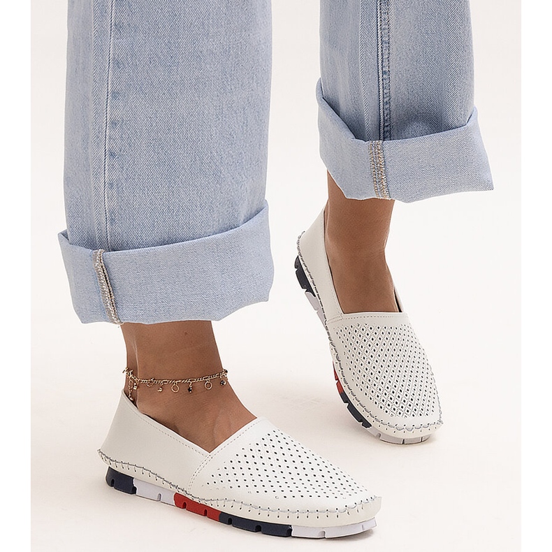 Evento Bílé prolamované kožené boty Wendel bílý 1