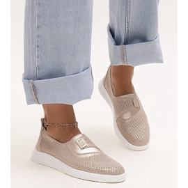 Zlaté perforované kožené tenisky Ethel zlatý 1 Zlaté perforované kožené tenisky Ethel zlatý 1