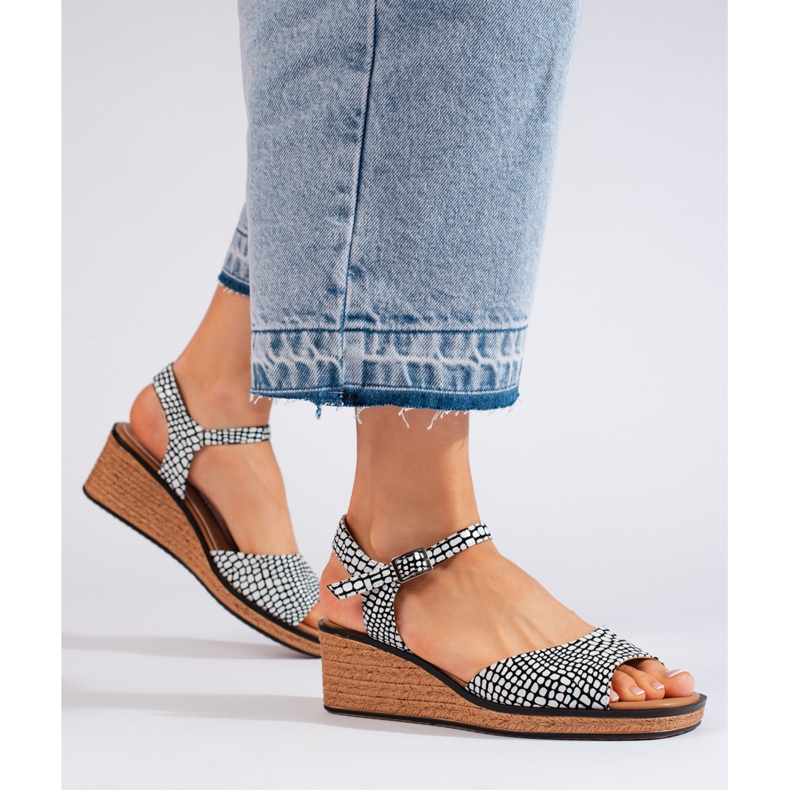 Pohodlné dámské sandály na klínku Sergio Leone bílý 1