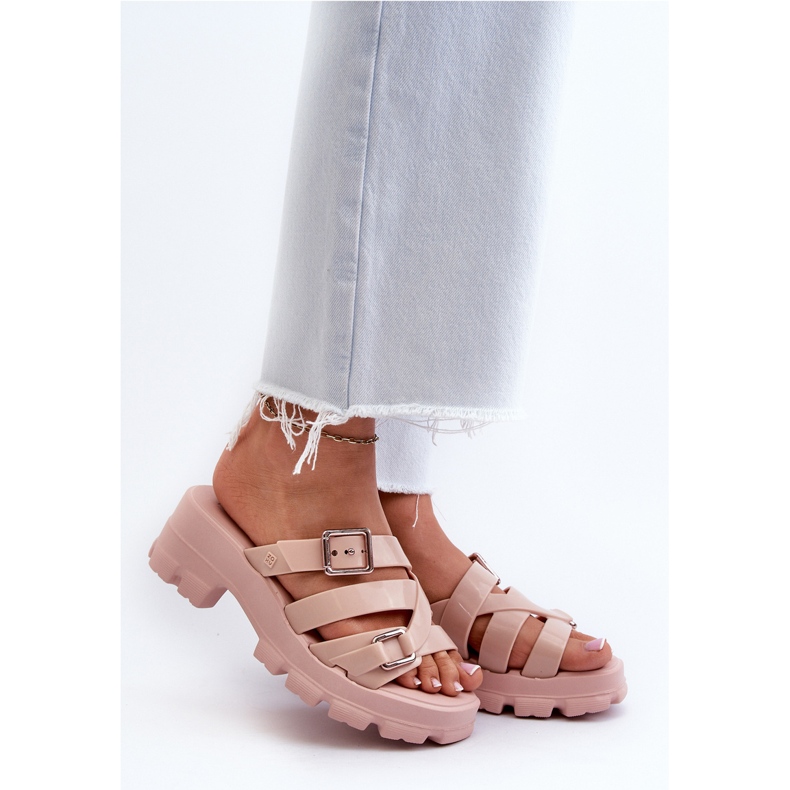 Voňavé dámské žabky na nízkém podpatku ZAXY NN285044 světle růžové růžový 2