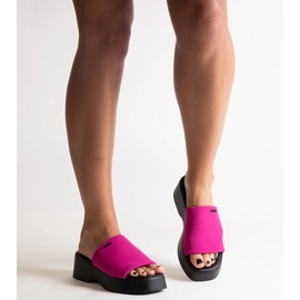 Růžové žabky na platformě Big Star NN274026 růžový 2