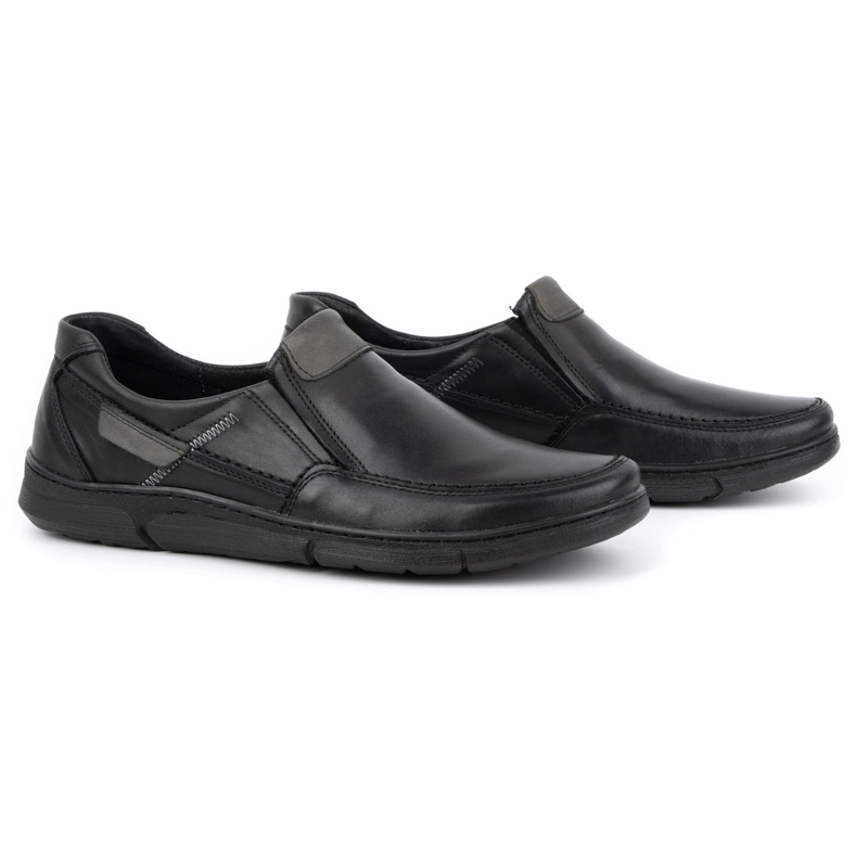 Olivier Pánské kožené slip-on boty 62K černá 2