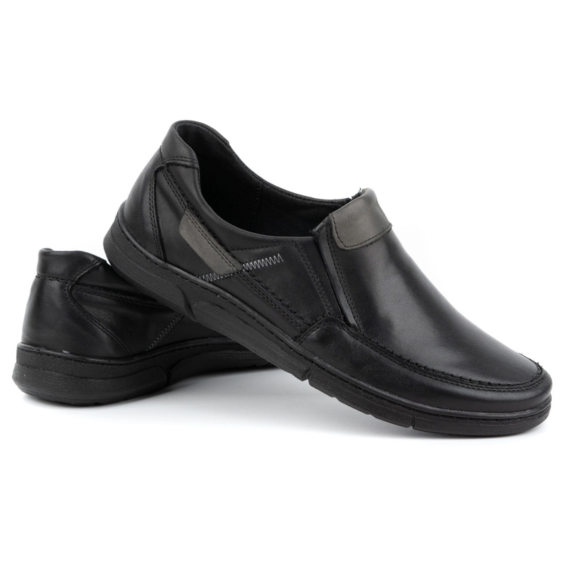 Olivier Pánské kožené slip-on boty 62K černá černý 3
