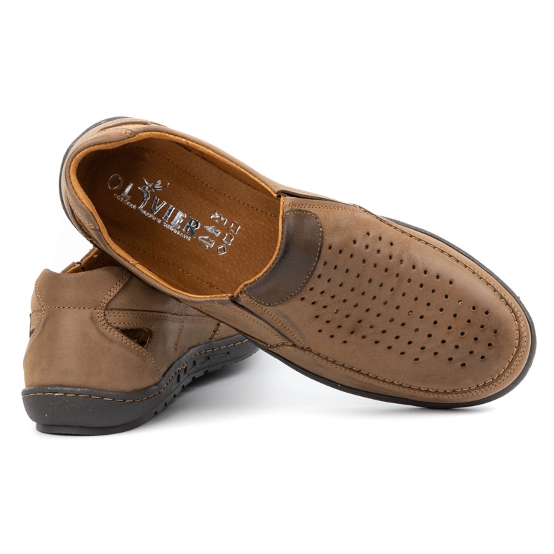 Olivier Pánské kožené mokasíny na léto 602 hnědé hnědý 3