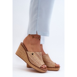 Dámské žabky na klínku Sergio Leone KL213 Béžová béžový 1