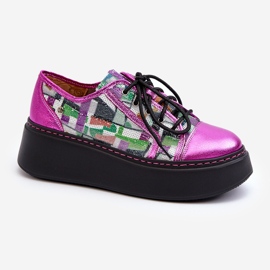 Dámské kožené tenisky na platformě Maciejka 06479-15 Fuchsia růžový 1