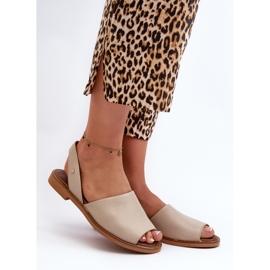 Zazoo 40327 Kožené nazouvací sandály, Béžová béžový 2