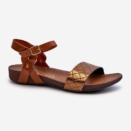 Zazoo 40027 Dámské ploché kožené sandály, měď hnědý 1 Zazoo 40027 Dámské ploché kožené sandály, měď hnědý 1