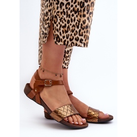 Zazoo 40027 Dámské ploché kožené sandály, měď hnědý 2 Zazoo 40027 Dámské ploché kožené sandály, měď hnědý 2