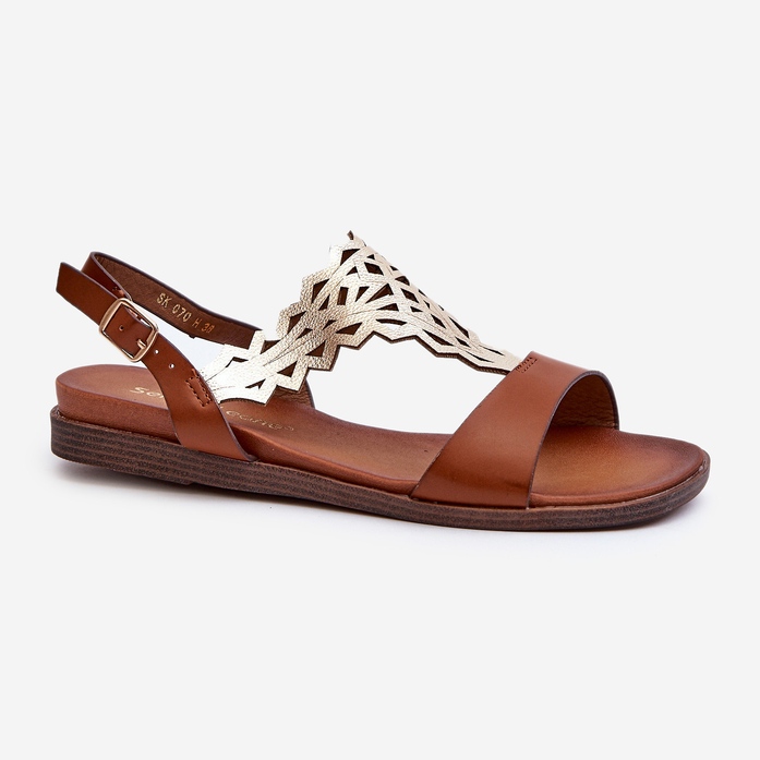 Sergio Leone SK070H dámské ploché sandály, hnědé hnědý 1