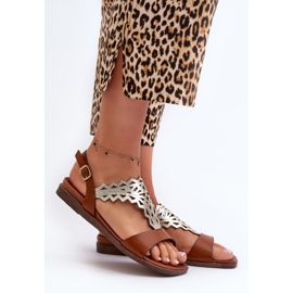 Sergio Leone SK070H dámské ploché sandály, hnědé hnědý 2