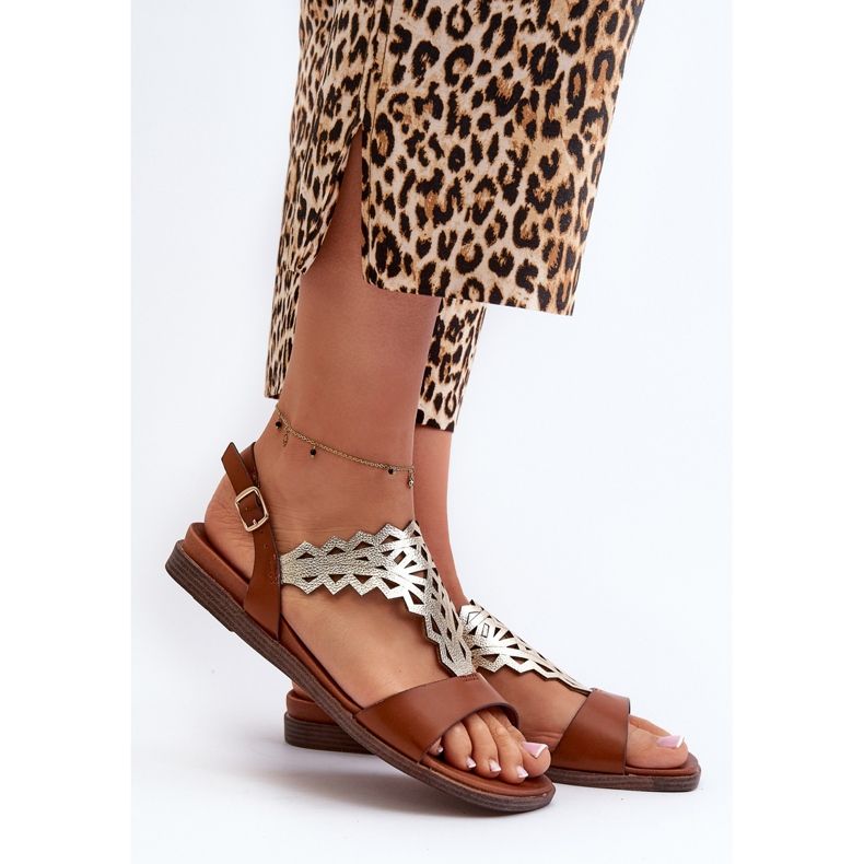 Sergio Leone SK070H dámské ploché sandály, hnědé hnědý 2