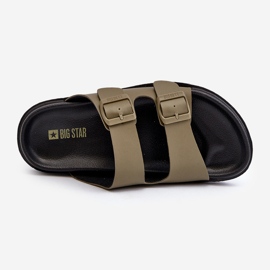 Lehké pánské žabky s přezkami Big Star NN174592 Tmavě zelená 1