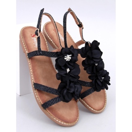 Sandály Amaur Black s jemnými květy černá 1 Sandály Amaur Black s jemnými květy černá 1