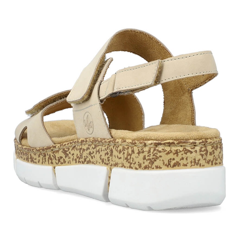 Pohodlné dámské béžové sandály na suchý zip Rieker V2366-60 béžový 1