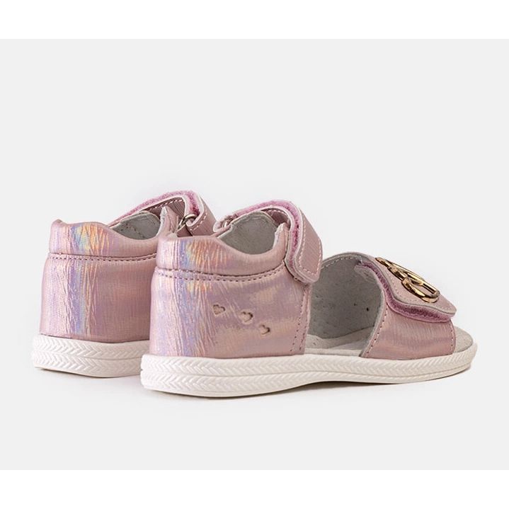 Miss Růžové dětské sandály s koženou vsadkou Minka růžový 1