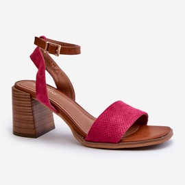 Dámské sandály na vysokém podpatku vyrobené z Eco Suede Fuchsia Ronvia růžový 1 Dámské sandály na vysokém podpatku vyrobené z Eco Suede Fuchsia Ronvia růžový 1
