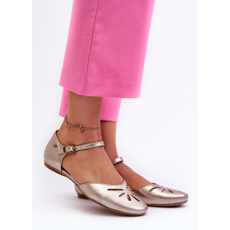 Kožené dámské sandály Maciejka 06641-25 Zlatá zlatý 2